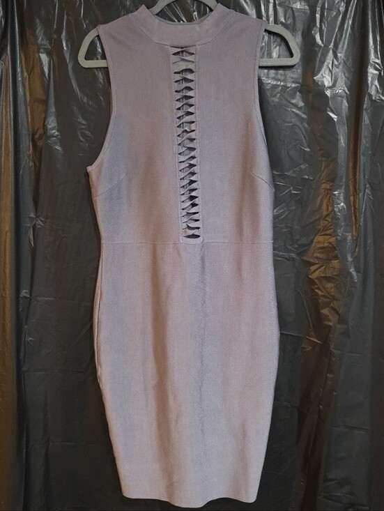 VENUS Dresses & Skirts - VENUS Gray Sleeveless Midi Sheath Dress with Ladder Back